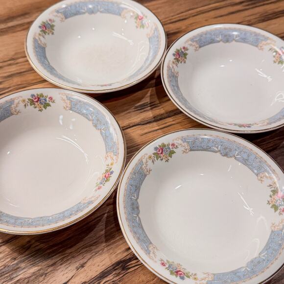 1930s Edwin Knowles-Blue Dawn Collection, Semi-Vitreous-Soup Bowls-5.5”-Set of 4 - Picture 7 of 10